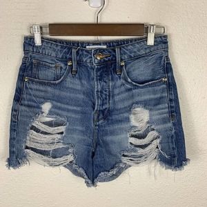Good American Bombshell Denim Cutoff Distressed Shorts Womens Sz 0/25